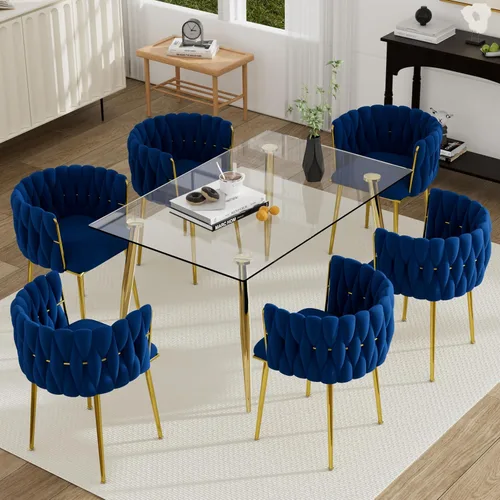 Miniatura 63 de Juego de mesa de comedor de cristal plateado para 2, juego de mesa cuadrada de lujo moderno de 36 pulgadas, juego de mesa de cocina minimalista de 3