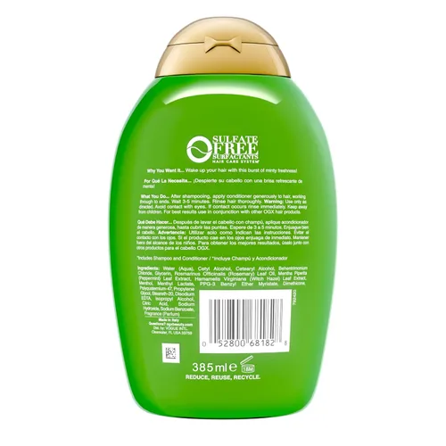 Miniatura 8 de OGX Acondicionador Extra Fuerte Refrescante para Cuero Cabelludo + Romero Menta, Acondicionador Nutritivo para el Cabello y el Cuero Cabelludo