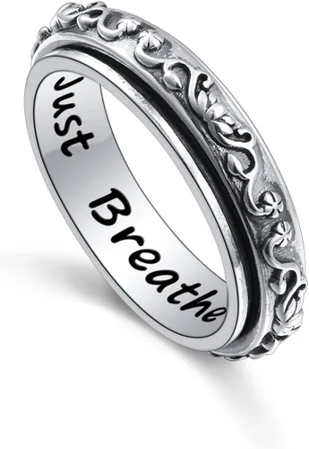Anillos giratorios de plata de ley S925 para ansiedad, preocupación, aliviar el aburrimiento, TDAH, autismo, banda para mujeres y adolescentes