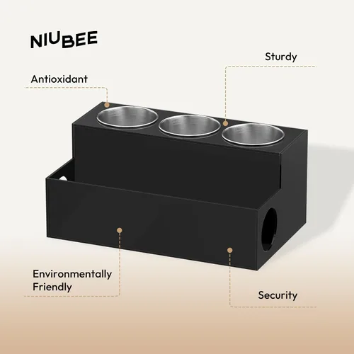 Miniatura 8 de NIUBEE Organizador de herramientas para el cabello, secadora de pelo acrílico negro y organizador de peinado, soporte para secadora de baño, soporte