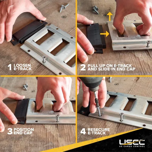 Miniatura 8 de US Cargo Control Tapas de extremo E para riel horizontal E-Track (paquete de 4), tapa protectora de extremo de plástico negro duradero para rieles