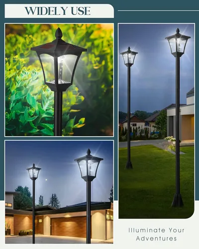 Miniatura 4 de Lámpara solar de 70 pulgadas para poste de luz exterior impermeable IP65, postes de lámpara solar iluminación al aire libre, luces LED exteriores