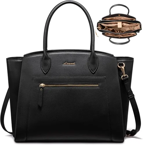 LOVEVOOK Bolsa de mano para laptop para mujer, bolsa de trabajo de gran capacidad de 15.6 pulgadas, con múltiples bolsillos y soporte grande para