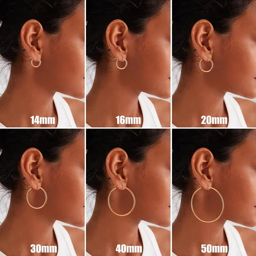 Miniatura 5 de Gacimy Aretes de aro de oro para mujer chapados en oro real de 14 quilates con poste de plata de ley 925