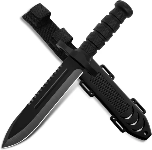Miniatura 11 de Dispatch Cuchillo de caza de hoja fija con funda, cuchillos de supervivencia de 12 pulgadas para hombres, cuchillo táctico Bowie con mango Cuchillo