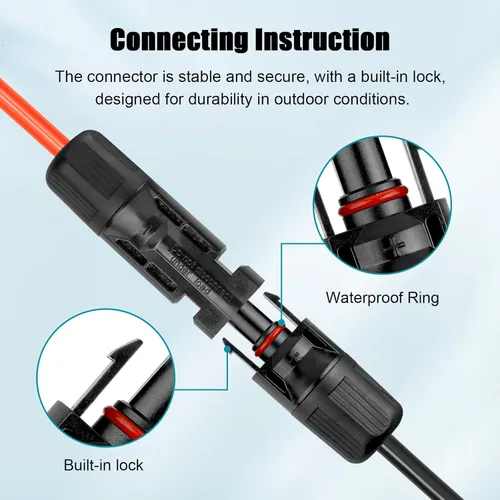 Miniatura 4 de Cable de extensión solar de 10 AWG de 2 pies negro + 2 pies de rojo, cable de panel solar de calibre 10 macho a hembra, alambre de cobre estañado