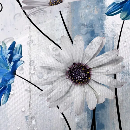 Miniatura 5 de JAWO Cortina de ducha con diseño floral de margaritas azules, cortina de ducha rústica de granja y mariposa en el campo, juego de cortinas de ducha