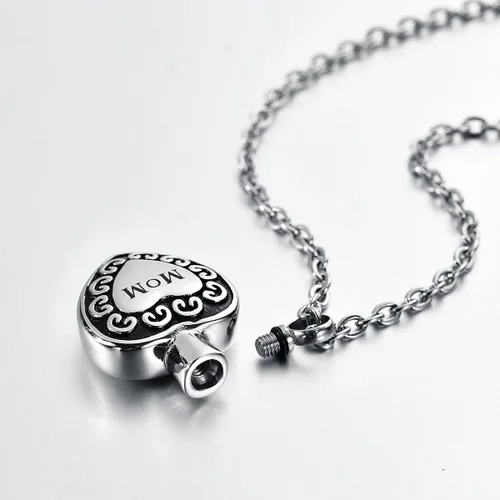 Miniatura 22 de Collar de urna conmemorativa de acero inoxidable para cenizas con texto en inglés "Dad in Heart", Acero inoxidable