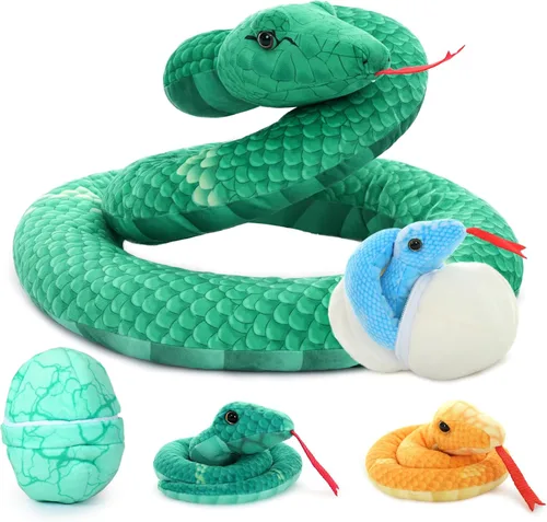 Miniatura 17 de Muiteiur Triceratops - Animal de peluche gigante de dinosaurio para mamá con 3 bebés pequeños, juguete de dinosaurio de felpa suave verde, regalo