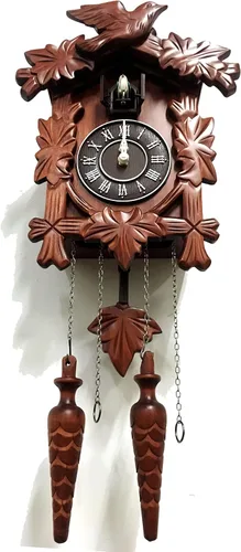 Miniatura 6 de Rylai Reloj de Cuco Vintage Grande de Madera para Pared Hecho a Mano 13x9.5 Pulgadas Marrón Tamaño grande 13x9.5 pulgadas Diseño tradicional Blanco