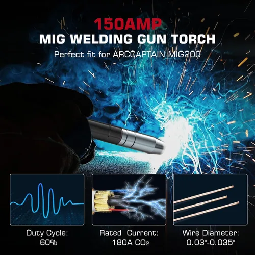 Miniatura 5 de ARCCAPTAIN MB15 15AK MIG - Antorcha para pistola de soldadura MIG, repuesto para antorcha MB15 MIG, conexión Euro para MIG200, MIG200FIT