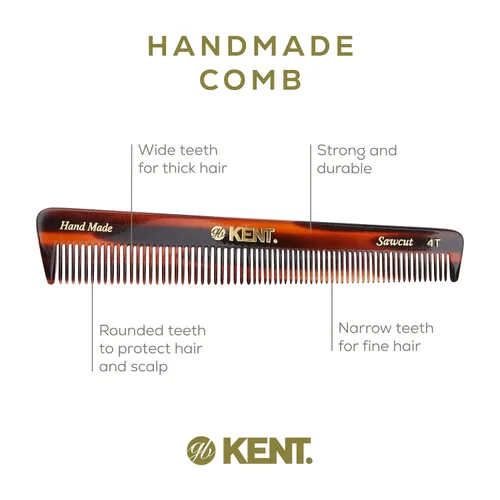 Miniatura 4 de Kent Peine de doble diente 4T de 6 pulgadas - Apósito de dientes finos y anchos, peine de aseo para cabello, barba, bigote. Estilo grueso y fino