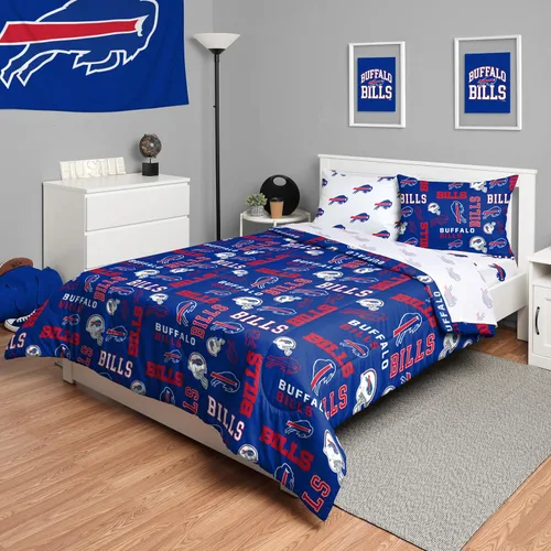 Miniatura 22 de FOCO Juego de ropa de cama unisex para adultos con logotipo del equipo de la NFL, sábanas y fundas de almohada, juego de ropa de cama de 5 piezas