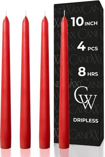 Miniatura 20 de CANDWAX Paquete de 4 velas cónicas blancas, sin goteo, de combustión lenta, sin perfume, de 12 pulgadas, ideales para mesa de comedor, candelabros