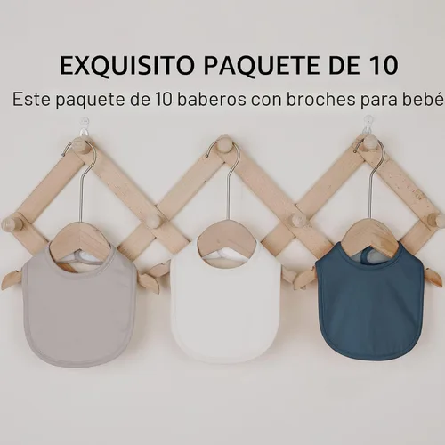Miniatura 7 de Paquete de 10 baberos de algodón a presión para bebé niño y niña, baberos súper suaves para dentición y alimentación Set Inspire