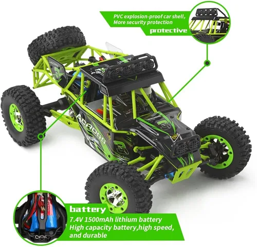 Miniatura 4 de WLtoys Coches RC escala 1/12 2.4G 4WD de alta velocidad eléctrico todo terreno todoterreno Rock Crawler escalada Buggy RTR para niños y adultos