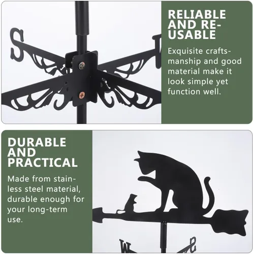 Miniatura 4 de YARNOW Veleta de acero inoxidable para gatos y ratones, indicador decorativo de dirección del viento para patio, césped, fácil de instalar, duradero
