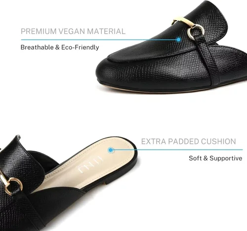 Miniatura 3 de MUSSHOE - Zuecos para mujer, planos, cómodos, tipo mocasín sin talón