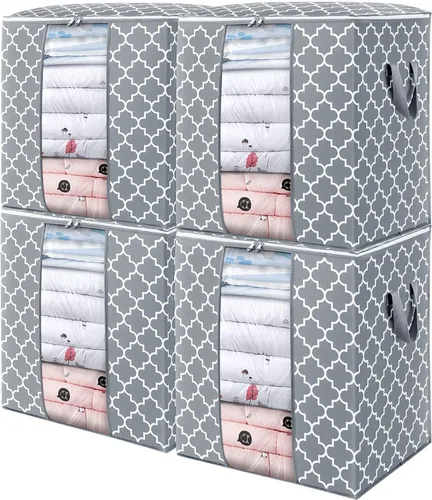 Miniatura 28 de WISELIFE Bolsas de Almacenamiento [3 Unidades/100L] Contenedores Grandes de Organización y Almacenamiento de Mantas y Ropa para Edredones, Ropa