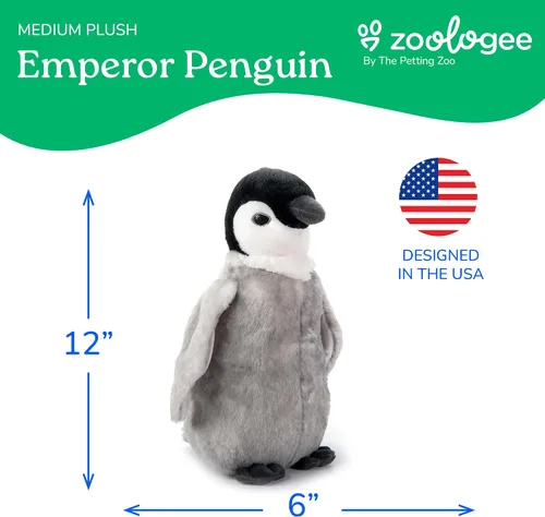 Miniatura 3 de The Petting Zoo Peluche de pollito, pingüino emperador, regalos para niños, animales marinos Earth Keeperz, juguete de peluche de pingüino emperador