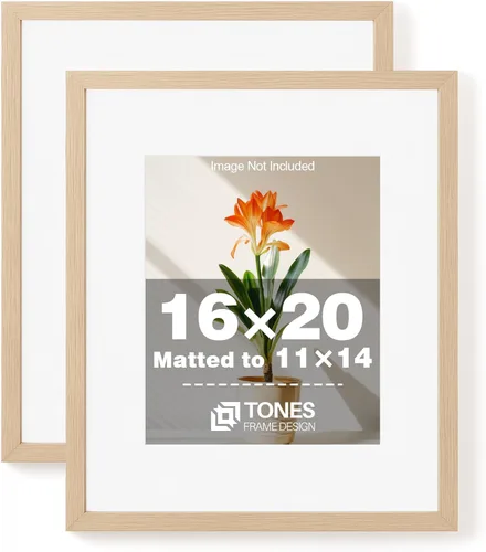 Miniatura 14 de TONES FRAME DESIGN Juego de 2 portarretratos de 5 x 7 pulgadas con acabado de chapa de madera maciza de roble de 5 x 7 pulgadas con paspartú de 4 x