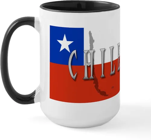 Miniatura 25 de CafePress Taza de café de cerámica extra grande de 15 oz (15.0 fl oz) con bandera de Chile