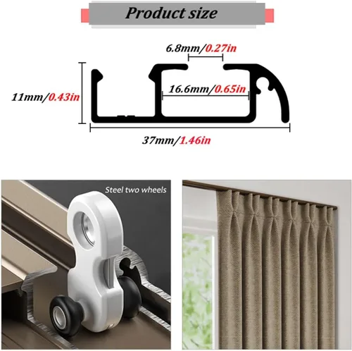 Miniatura 4 de Heavy Duty Aluminum Curtain Track for Ceiling, Smooth Sliding Rail, Easy Install, Adjustable 3.2ft to 19.7ft, White, 4.3FT (130CM) - Perfect for