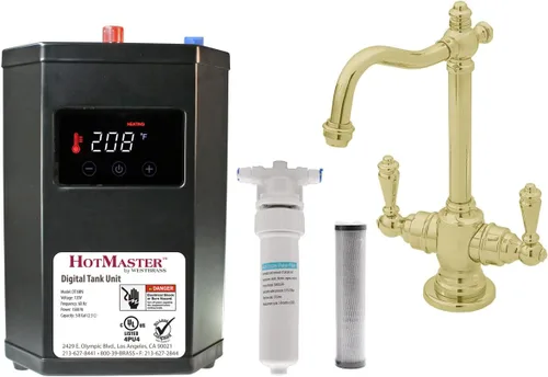 Westbrass DT1F205-01 Victorian 9 pulgadas Grifo instantáneo caliente y frío con sistema de tanque digital HotMaster DigiHot Dispensador de agua,