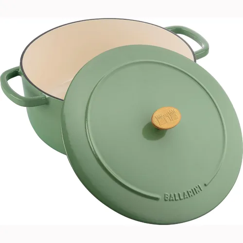 Miniatura 5 de BALLARINI Bellamonte Horno holandés redondo de hierro fundido de 7.5 cuartos de galón, color verde Saggio