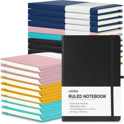 Miniatura 16 de Paquete de 20 Diarios para Escritura, Cuadernos con Rayas Universitarias a Granel, Cuadernos de Tapa Dura (200 Páginas) para Toma de Notas, Diarios