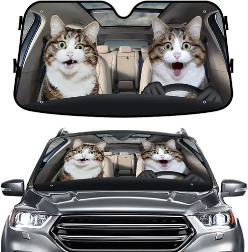 Miniatura 50 de GENANY - Cubierta de parabrisas de flamenco para automóvil, SUV, camión (55 x 30 pulgadas), protector térmico plegable, persianas para ventanas