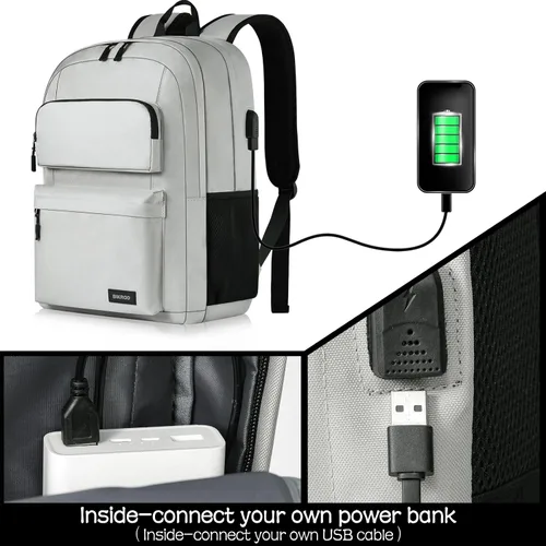 Miniatura 4 de Mochila escolar para adolescentes, mochila de viaje para portátil para hombres y mujeres, mochila ligera casual con puerto de carga USB para llevar