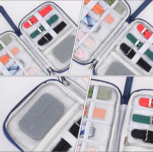 Miniatura 7 de TIESOME Organizador de correa de reloj, bolsa de viaje para correas de reloj, funda impermeable, compatible con todas las correas (azul marino)
