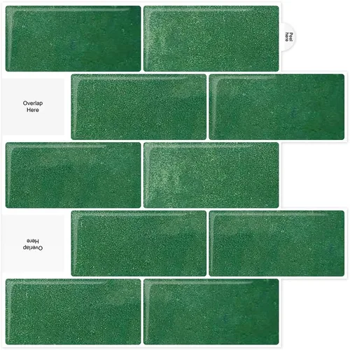 Miniatura 4 de Azulejos de metro verde pavo real de 10 hojas para despegar y pegar, azulejos autoadhesivos 3D para cocina, baño, azulejos de mosaico adhesivo de 12