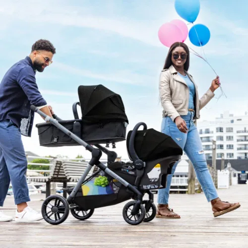 Miniatura 11 de Sistema de transporte modular Evenflo Pivot Xpand con asiento de coche para bebé LiteMax (Negro Ayrshire)