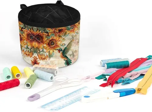 Miniatura 3 de Tapetes para máquina de coser de girasol y colibrí para mesa con bolsillos, para máquinas de coser de Acción de Gracias, alfombrillas para reducir