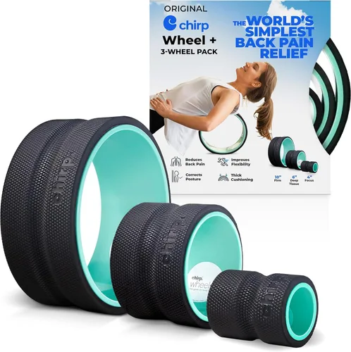 Miniatura 10 de Rodillo de espuma Chirp Wheel – Alivio específico para espalda y cuello, estirador de la columna lumbar, estirador de espalda con descompresión