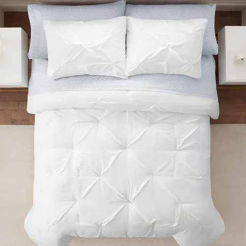 Miniatura 2 de SERTA Simply Clean - Cama plisada ligera de 5 piezas en una bolsa para todas las estaciones, tamaño individual/individual XL, azul celeste