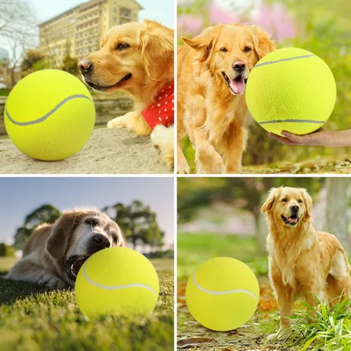 Miniatura 8 de Pomeat 2 pelotas de tenis Gaint para perros, pelotas de tenis inflables grandes de 9.5 pulgadas, juguete masticable para mascotas, pelotas de 2