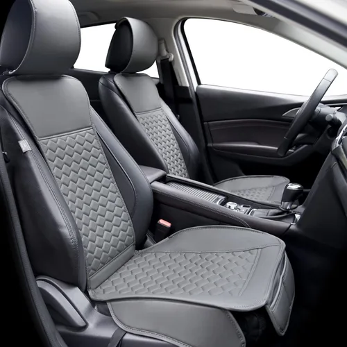 Miniatura 11 de Elantrip - 2 fundas para el asiento delantero del automóvil, protector de cuero para el asiento del automóvil, protector acolchado, antideslizante e