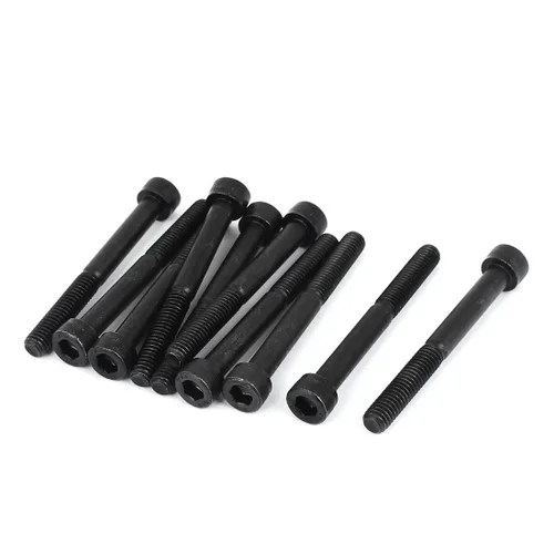 Miniatura 42 de uxcell Tornillos hexagonales de acero de aleación M2.0.197x1.772 in 12.9 Tornillos parcialmente roscados, color negro, 20