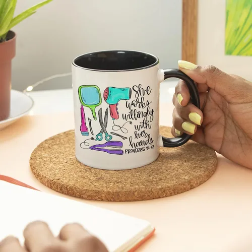 Miniatura 5 de YouNique Designs Taza de café para estilista, 11 onzas, taza para peluquería, taza para estilista para mujer, regalos de peluquería (mango negro)