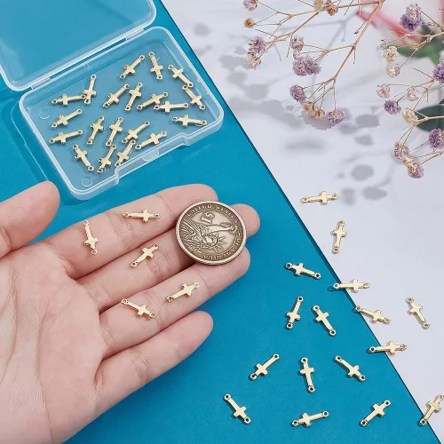 Miniatura 3 de PH PandaHall Enlaces de dijes cruzados, 40 piezas de colgantes cruzados, conectores cruzados de doble bucle, dijes centrales para Pascua, Eid