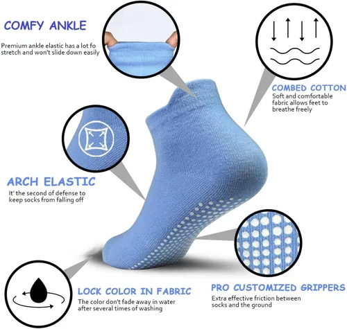 Miniatura 6 de GRPSKCOS - Calcetines antideslizantes para niños pequeños de 12 pares, calcetines antideslizantes para tobillos para niñas y niños, calcetines