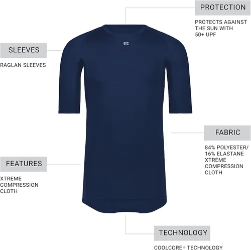 Miniatura 4 de Russell Athletic Camiseta de compresión estándar Coolcore de media manga para hombre
