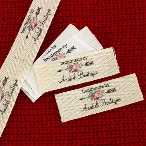 Etiqueta de costura personalizada, etiqueta de sarga personalizada, etiqueta de algodón personalizada, logotipo o texto, accesorios de costura para 2