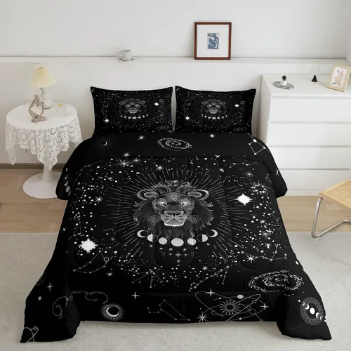 Miniatura 23 de Aries Bedding - Juego de edredón tamaño individual de nebulosa hippie y astrología del zodiaco trippy, juegos de ropa de cama y colecciones