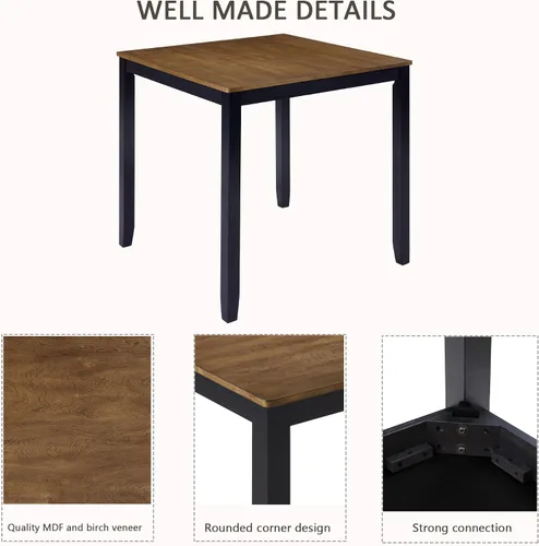 Miniatura 9 de LUMISOL Juego de mesa de comedor de 5 piezas con 4 sillas, juego de mesa de cocina de granja para lugares pequeños, cocina, comedor, negro y roble