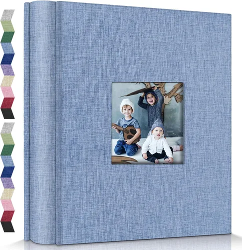 Miniatura 22 de Álbum de fotos popotop 4x6 - 100 fotos, libros de fotos con 100 bolsillos verticales, álbumes con cubierta de lino para fotos familiares, de boda