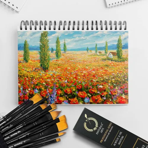 Miniatura 9 de Pinturale Arts Juego de 12 pinceles de pintura acrílica profesional Maestros de acrílico y óleo Pinceles de pintura al óleo Juego de pinceles